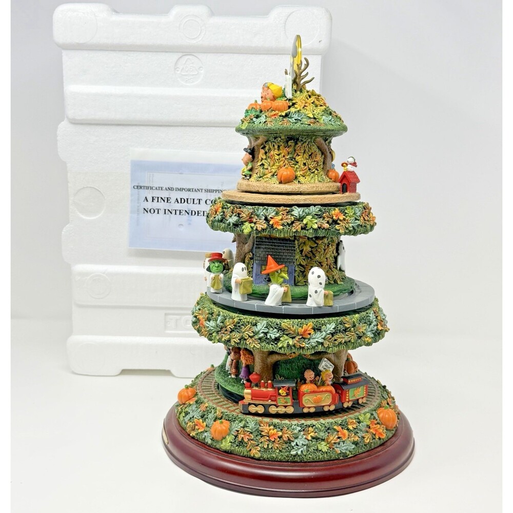 Bradford Exchange Peanuts Great Pumpkin Halloween Tree Train Tested Box COA